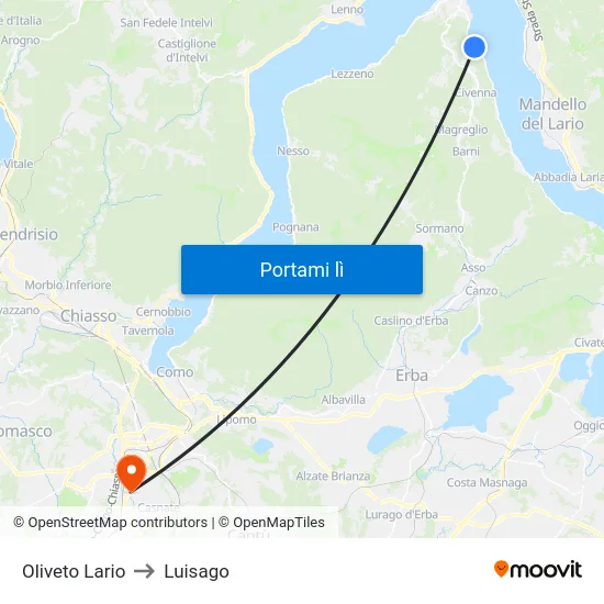 Oliveto Lario to Luisago map