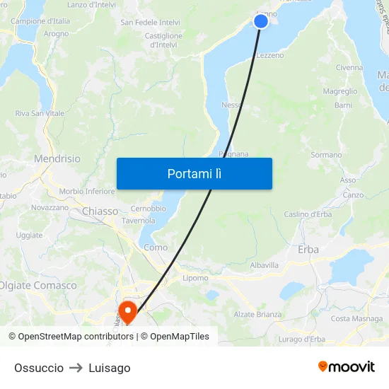 Ossuccio to Luisago map