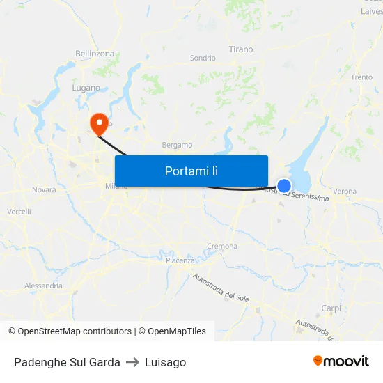 Padenghe Sul Garda to Luisago map