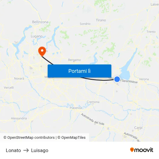 Lonato to Luisago map