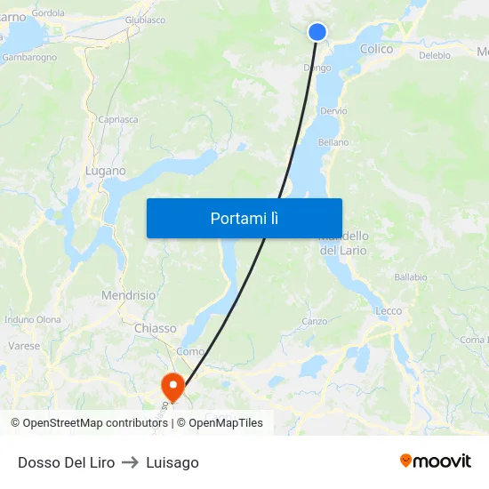 Dosso Del Liro to Luisago map