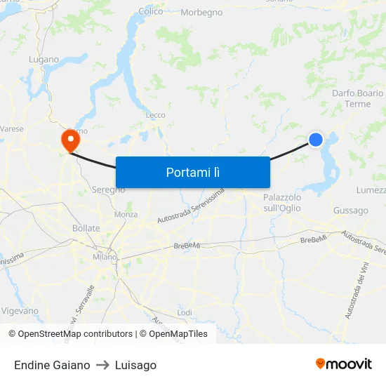 Endine Gaiano to Luisago map