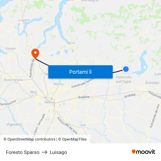 Foresto Sparso to Luisago map