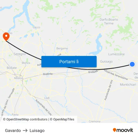 Gavardo to Luisago map