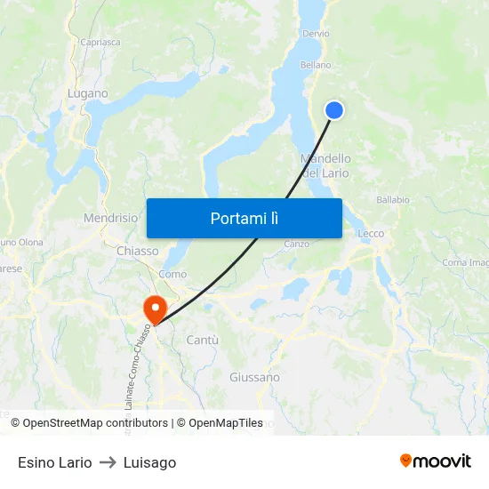 Esino Lario to Luisago map
