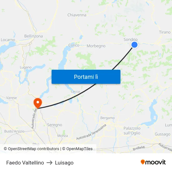 Faedo Valtellino to Luisago map