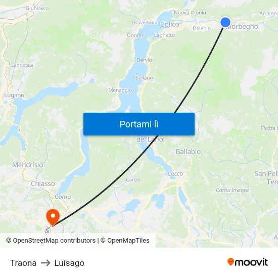 Traona to Luisago map