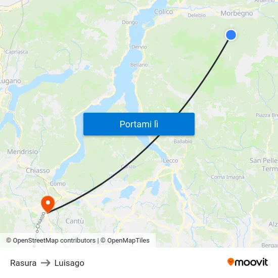 Rasura to Luisago map