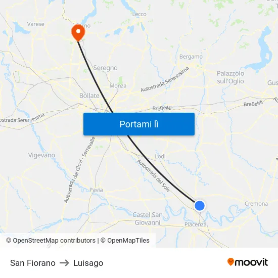 San Fiorano to Luisago map