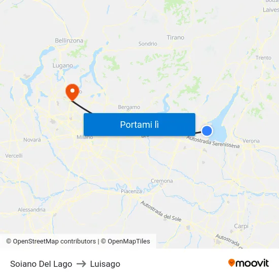 Soiano Del Lago to Luisago map