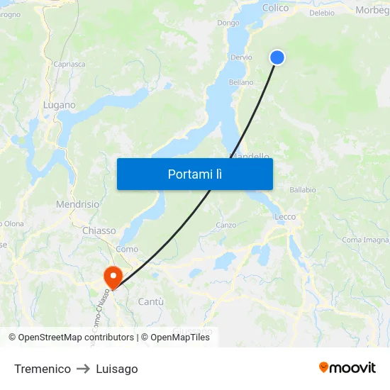 Tremenico to Luisago map