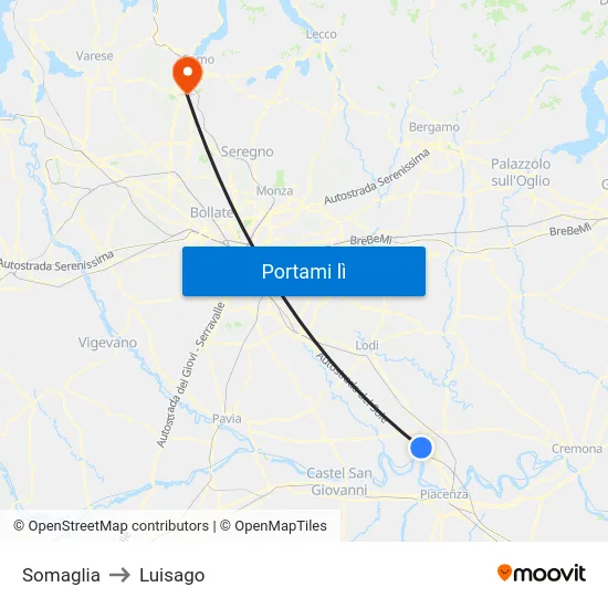 Somaglia to Luisago map