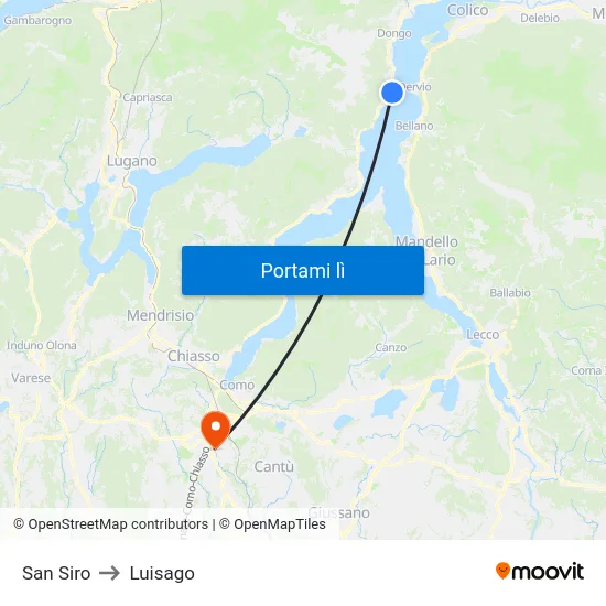 San Siro to Luisago map