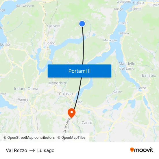Val Rezzo to Luisago map