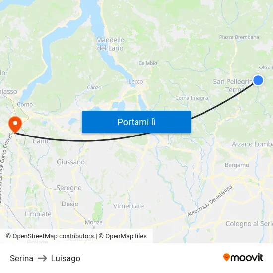 Serina to Luisago map