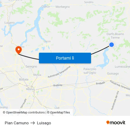 Pian Camuno to Luisago map