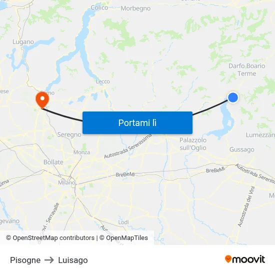 Pisogne to Luisago map