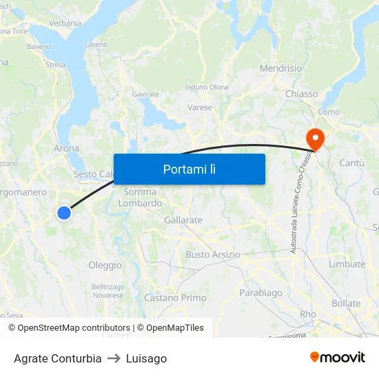 Agrate Conturbia to Luisago map