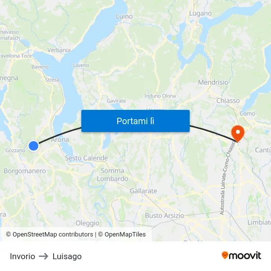 Invorio to Luisago map