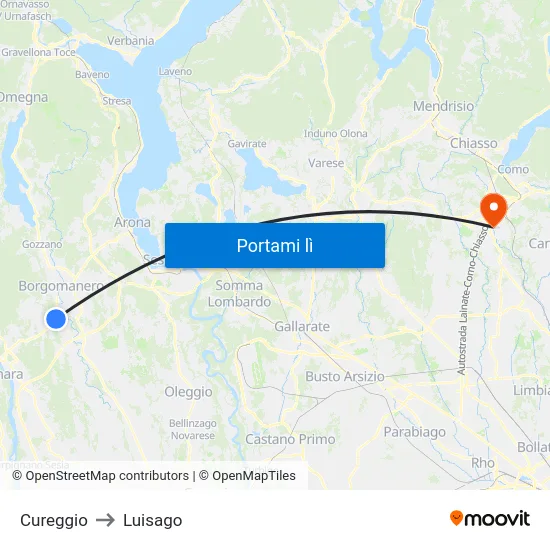 Cureggio to Luisago map
