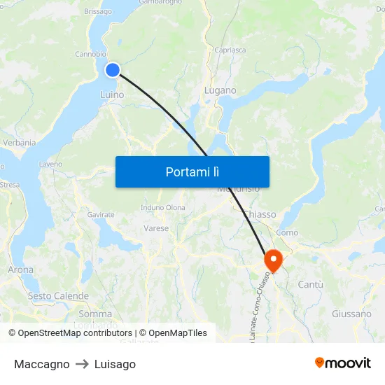 Maccagno to Luisago map