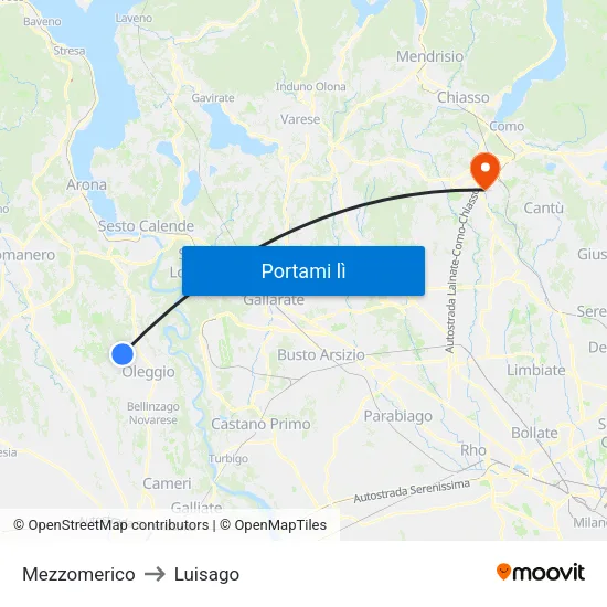 Mezzomerico to Luisago map