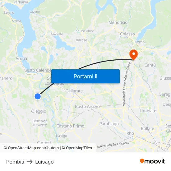 Pombia to Luisago map