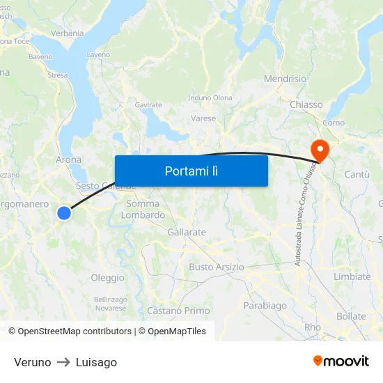 Veruno to Luisago map