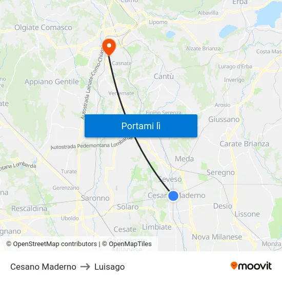 Cesano Maderno to Luisago map
