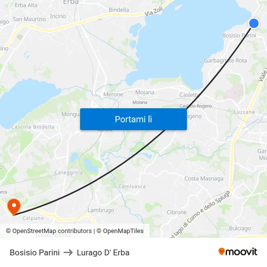 Bosisio Parini to Lurago D' Erba map