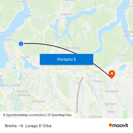 Brenta to Lurago D' Erba map
