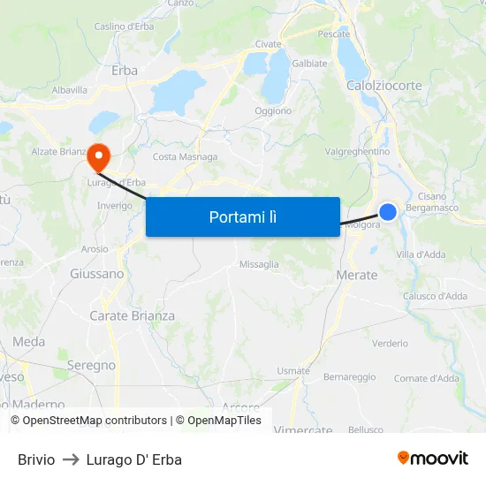 Brivio to Lurago D' Erba map