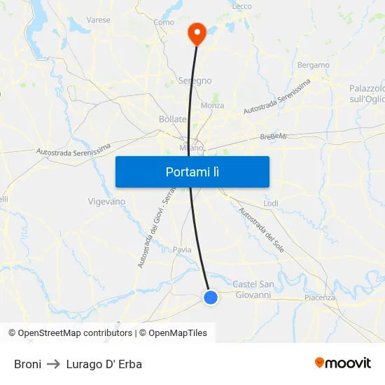 Broni to Lurago D' Erba map