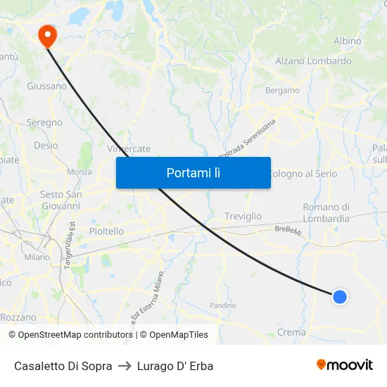 Casaletto Di Sopra to Lurago D' Erba map