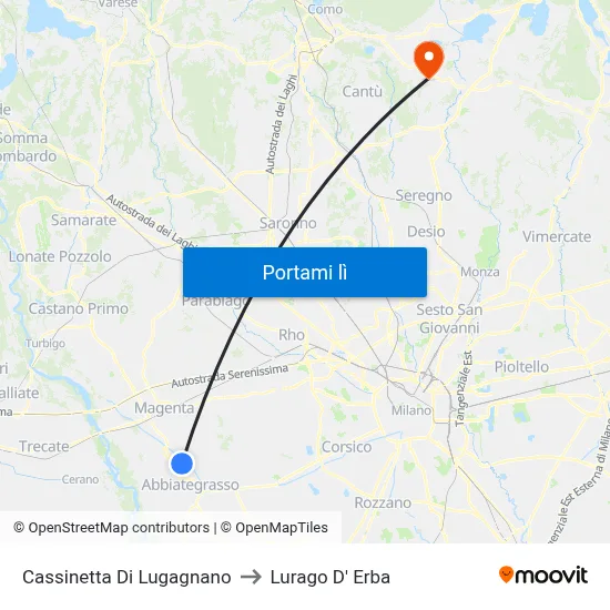 Cassinetta Di Lugagnano to Lurago D' Erba map
