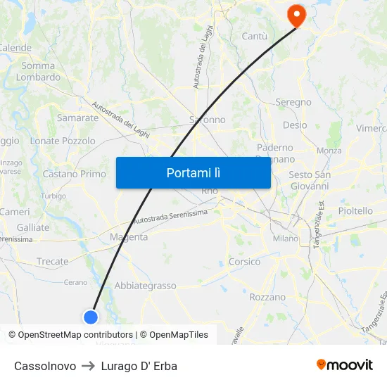 Cassolnovo to Lurago D' Erba map