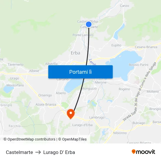 Castelmarte to Lurago D' Erba map