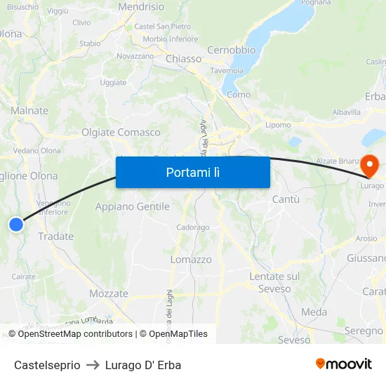 Castelseprio to Lurago D' Erba map