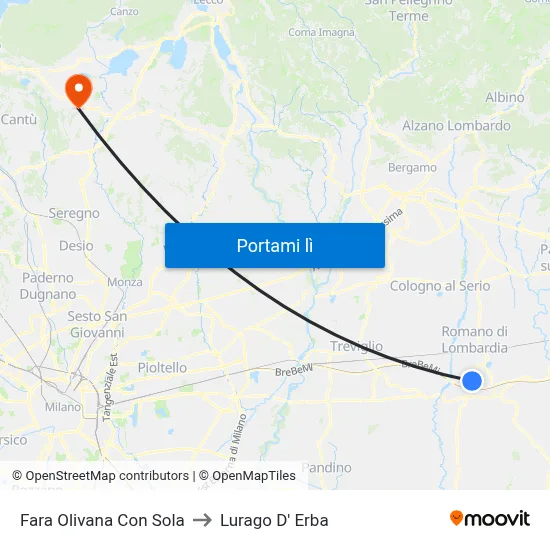 Fara Olivana Con Sola to Lurago D' Erba map