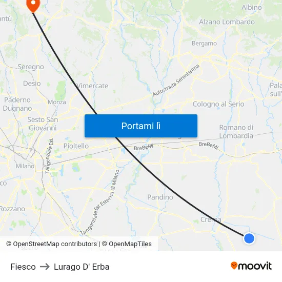 Fiesco to Lurago D' Erba map