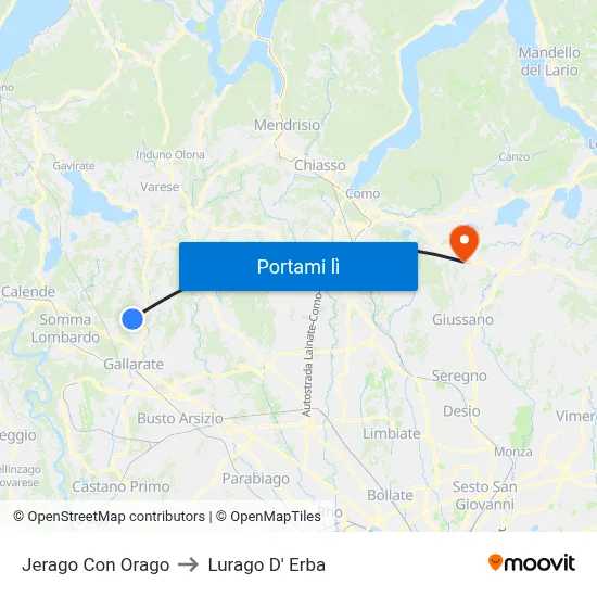 Jerago Con Orago to Lurago D' Erba map