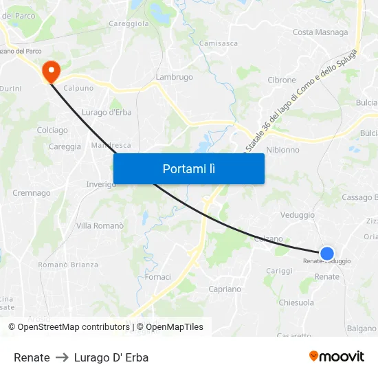 Renate to Lurago D' Erba map