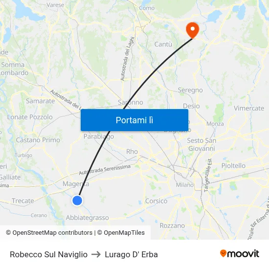 Robecco Sul Naviglio to Lurago D' Erba map