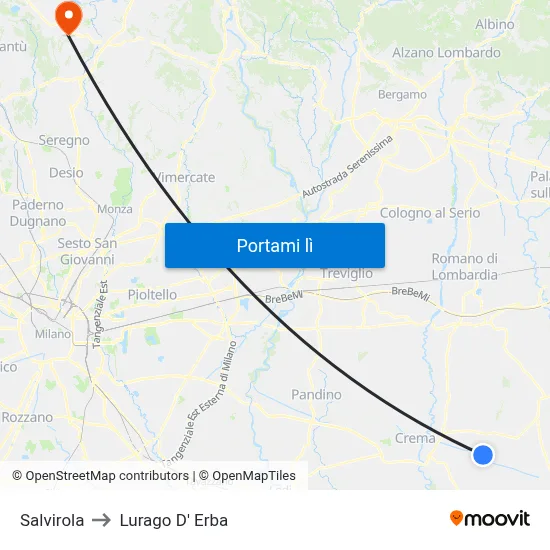 Salvirola to Lurago D' Erba map