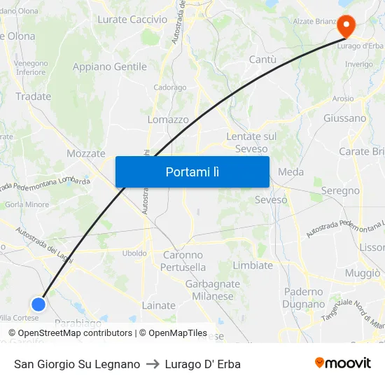 San Giorgio Su Legnano to Lurago D' Erba map