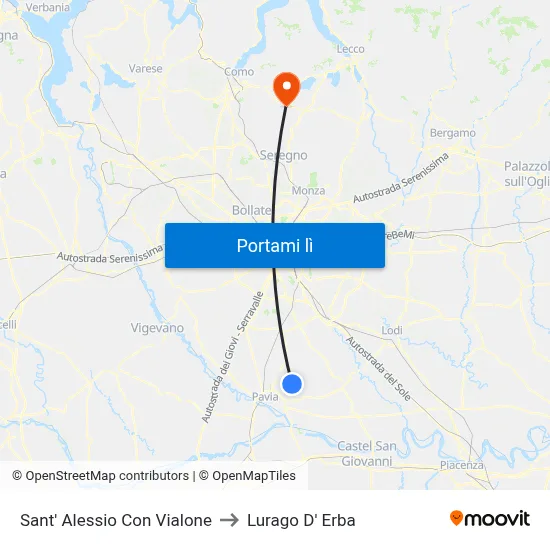 Sant' Alessio Con Vialone to Lurago D' Erba map