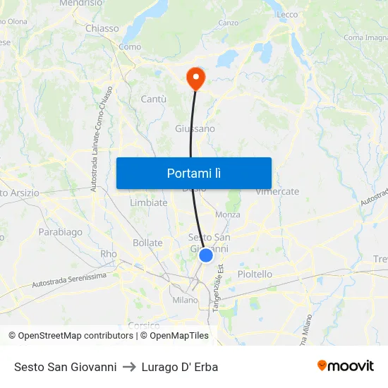 Sesto San Giovanni to Lurago D' Erba map