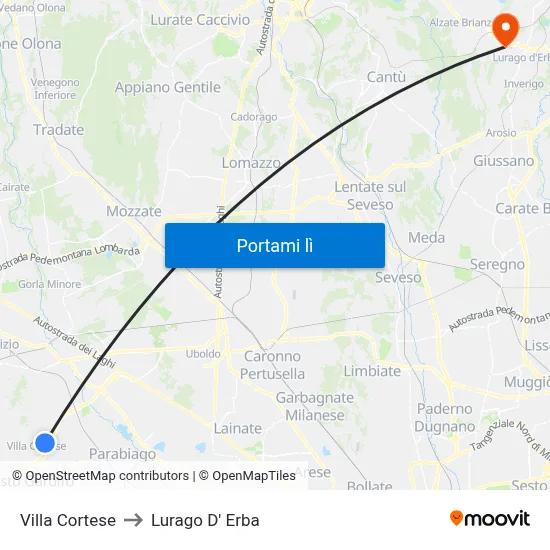 Villa Cortese to Lurago D' Erba map