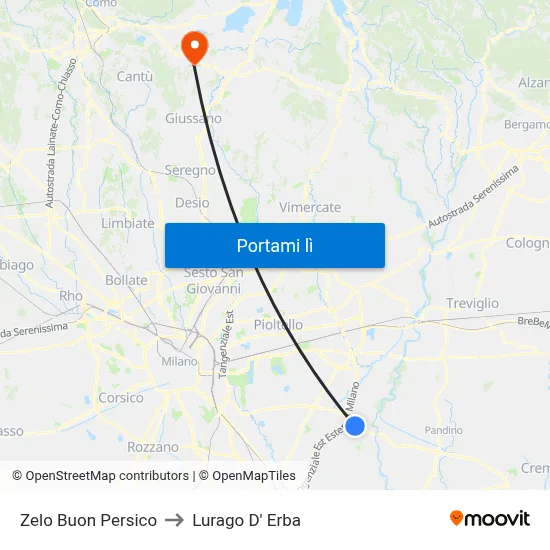 Zelo Buon Persico to Lurago D' Erba map