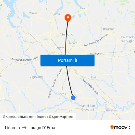 Linarolo to Lurago D' Erba map